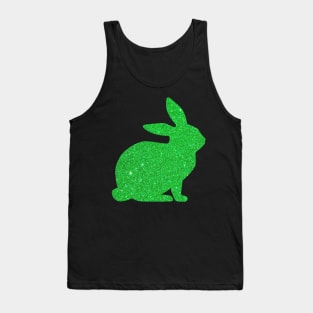 Bright Green Faux Glitter Easter Bunny Tank Top